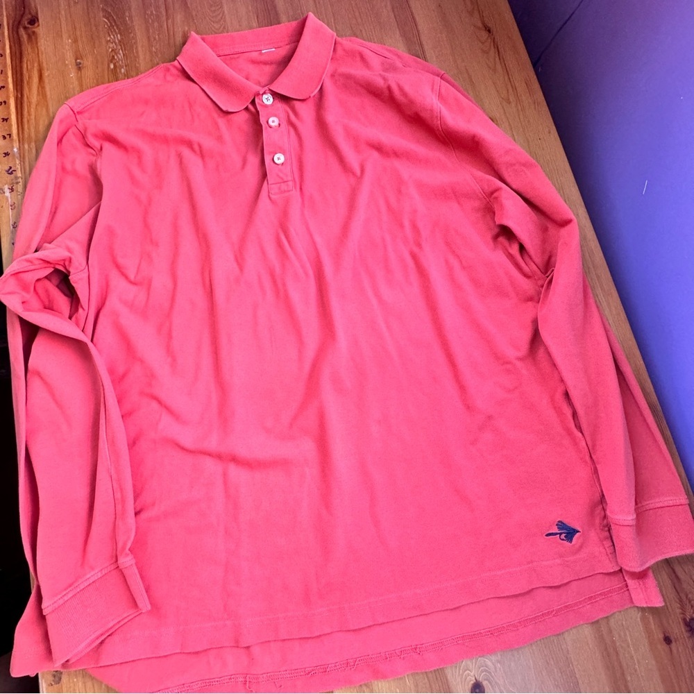 Orvis long sleeve polo shirt size xl burnt orange